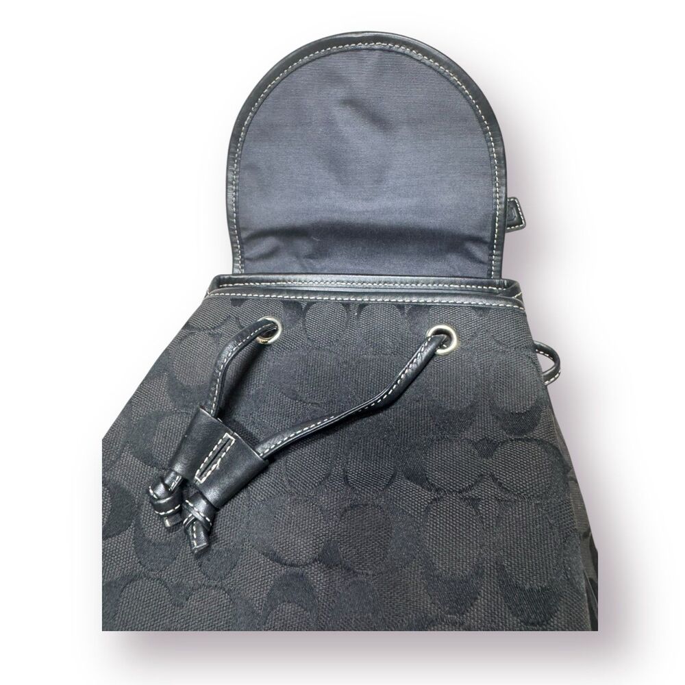 Coach 6613 Black Signature‎ Canvas Leather Backpack/Tote/Handbag/Shoulder Bag - Picture 7 of 9